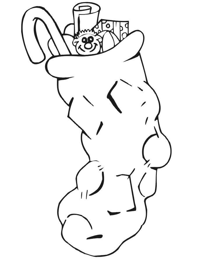 Christmas coloring page: stuffed stocking