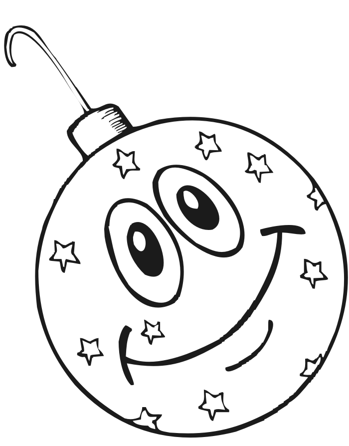 Christmas Ornament Coloring Page | Smiling Ornament