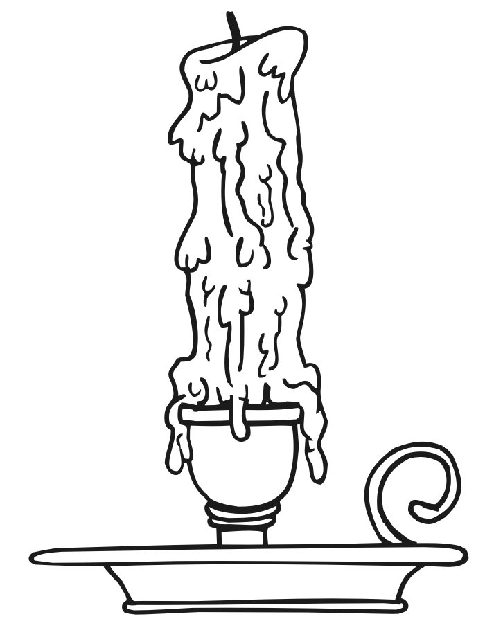 Printable Christmas coloring page of a melting candle