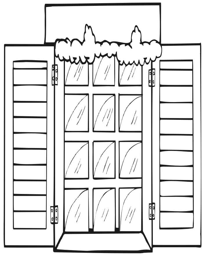 Printable Christmas coloring page of a frosty window