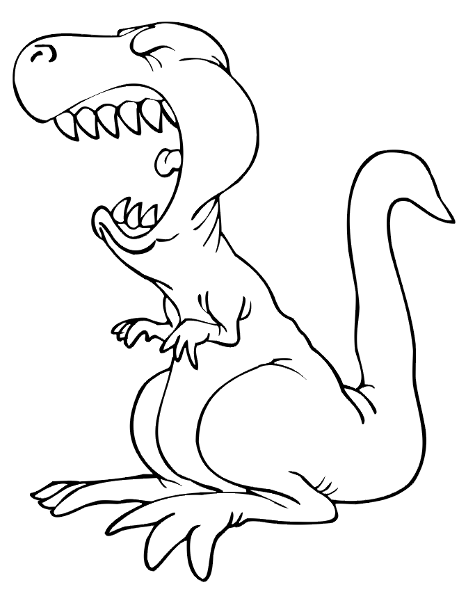 Coloring Page of a roaring t-rex.