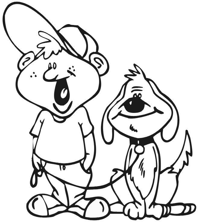 a boy and his dog coloring pages - photo #11