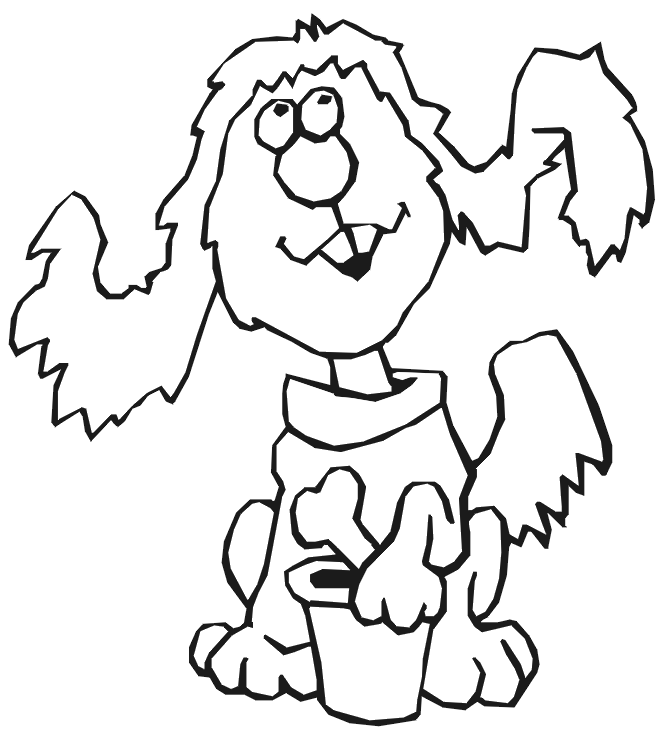Dog Coloring Page: Dog with a bone