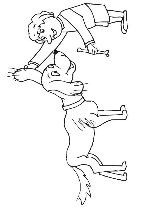 a boy and his dog coloring pages - photo #13