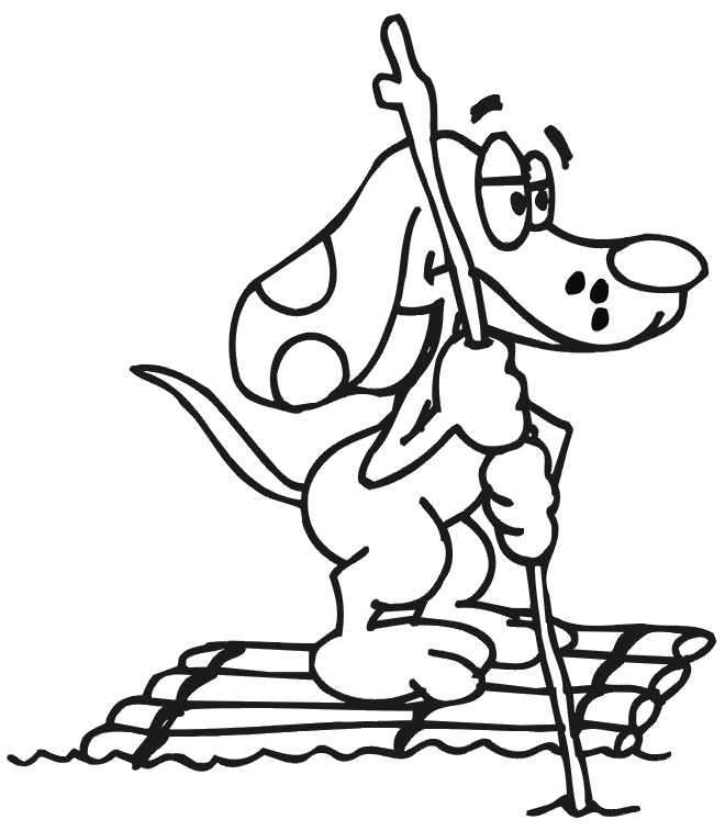 Dog Coloring Page: Rafting dog