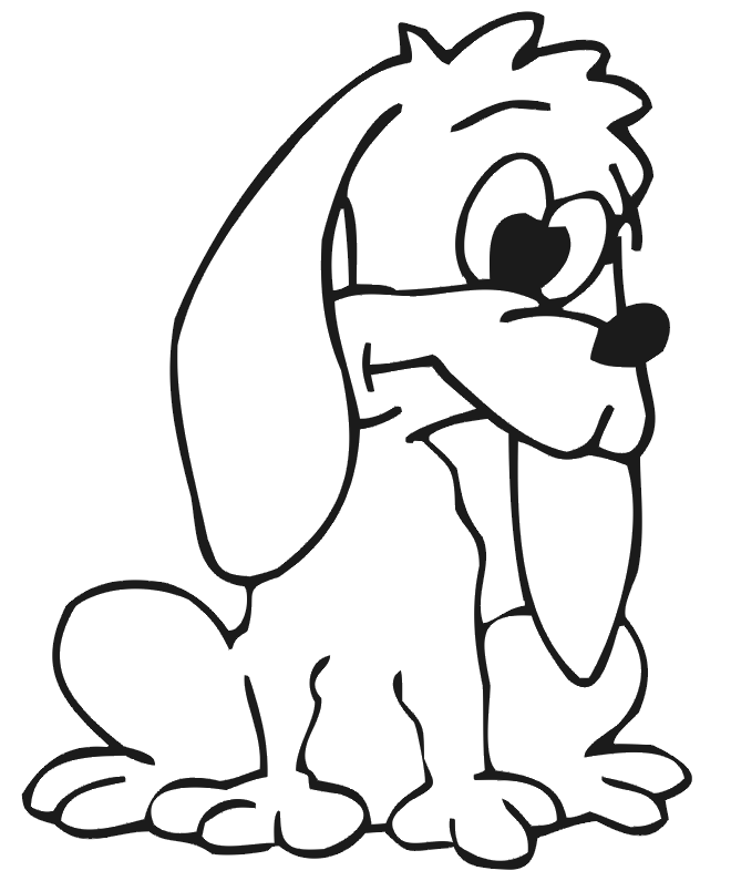 Dog Coloring Page: Sad dog