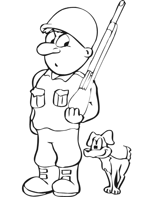 Dog Coloring Page: Soldier's dog