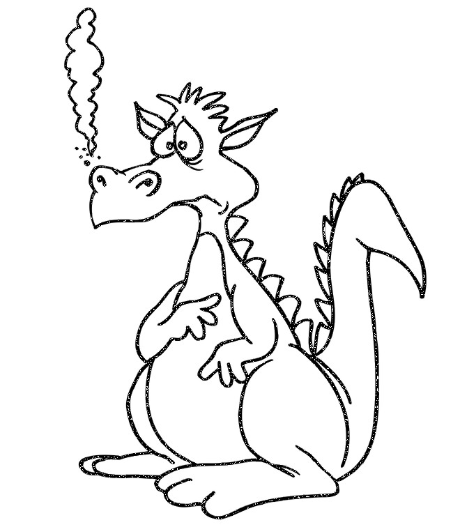 Dragon Coloring Page: dragon with heartburn