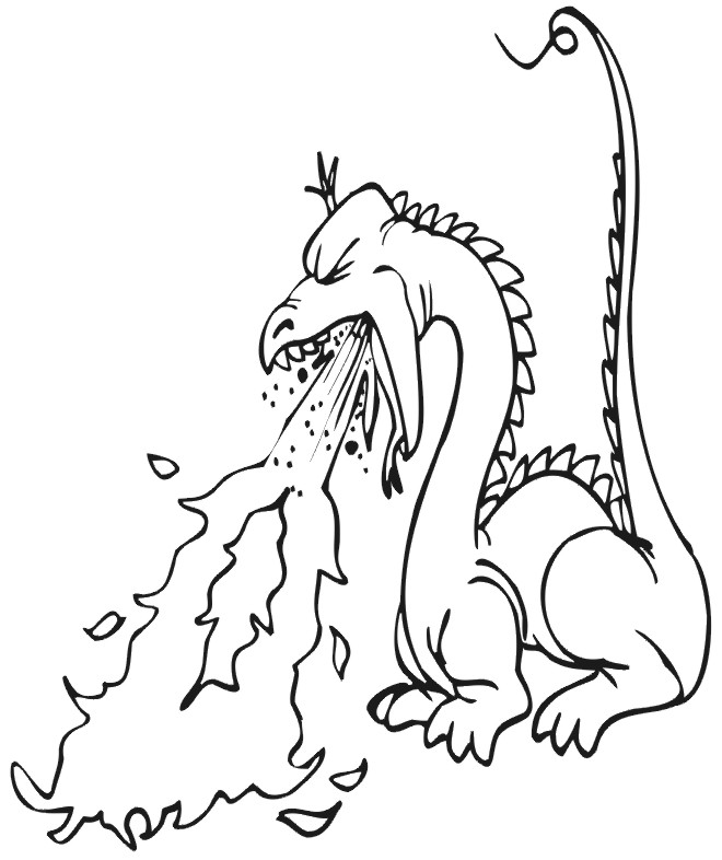 Dragon Coloring Page: fire breathing dragon
