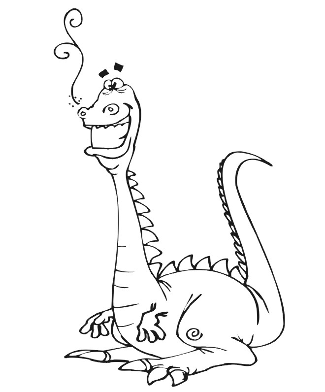 Dragon Coloring Page: happy dragon