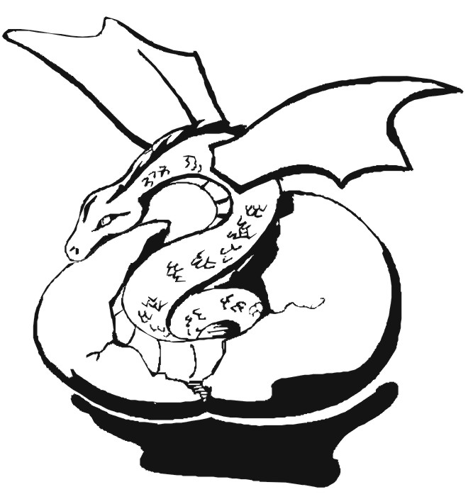 Dragon Coloring Page: hatching from egg