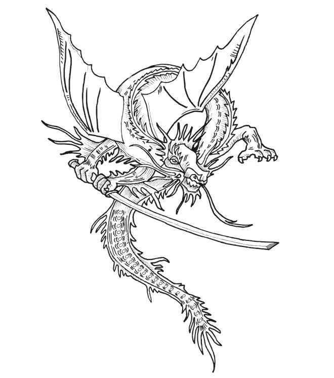 Dragon Coloring Page: Perched Dragon