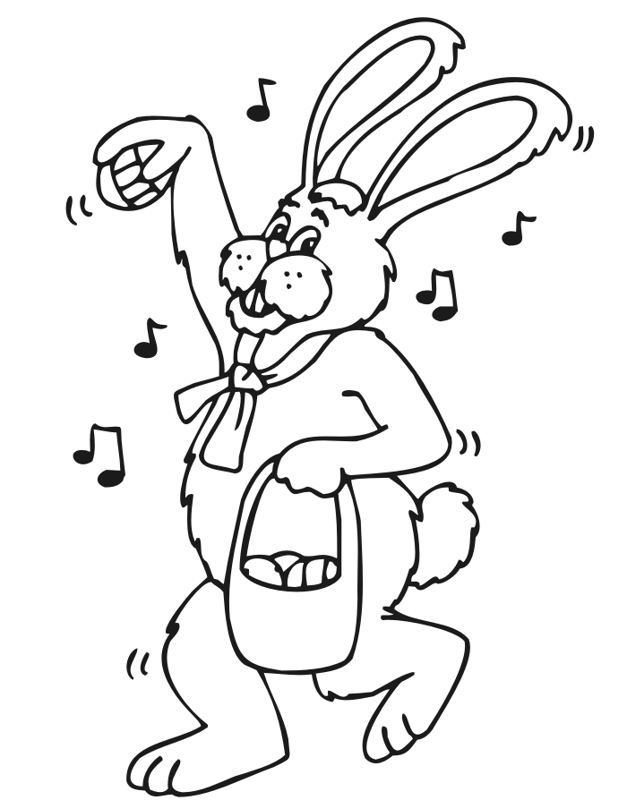 Easter Bunny Coloring Page: carrying easter eggs