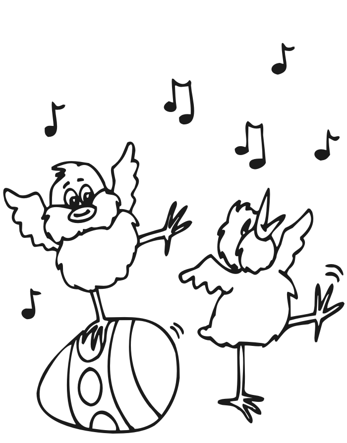 Easter Coloring Page: chicks with easter egg