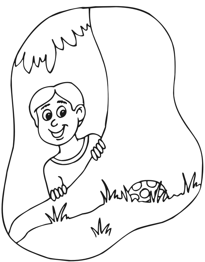 Easter coloring page of an Easter Egg hunt