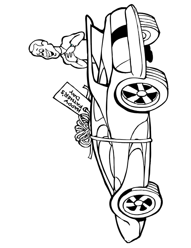 Happy Father's Day Coloring Page: New Car for Dad