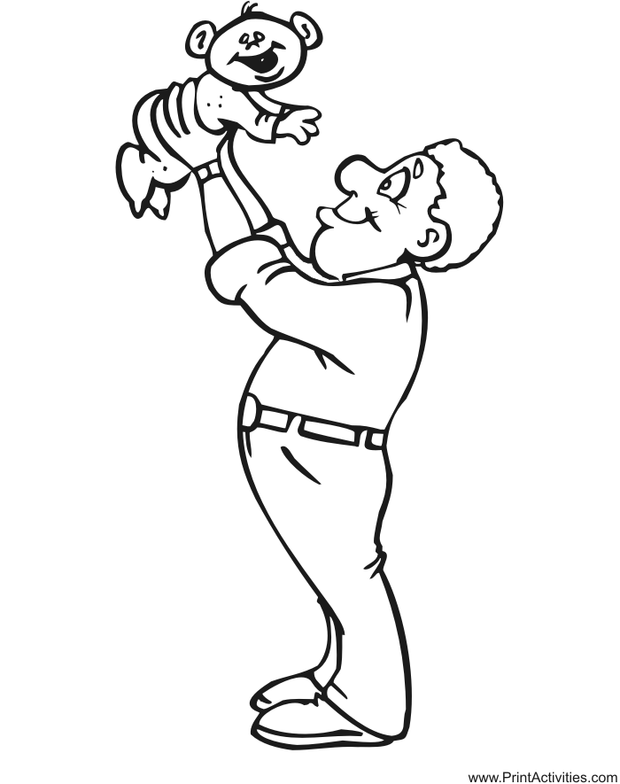 Father's Day Coloring Page: dad lifting baby in air