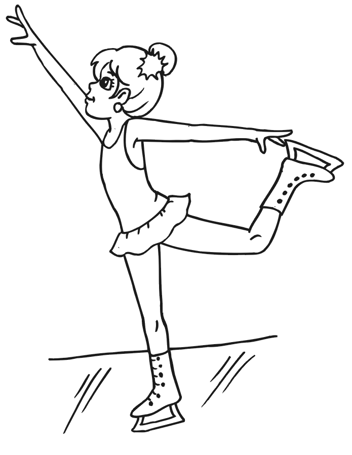 Figure skating coloring page: Confident girl skater.