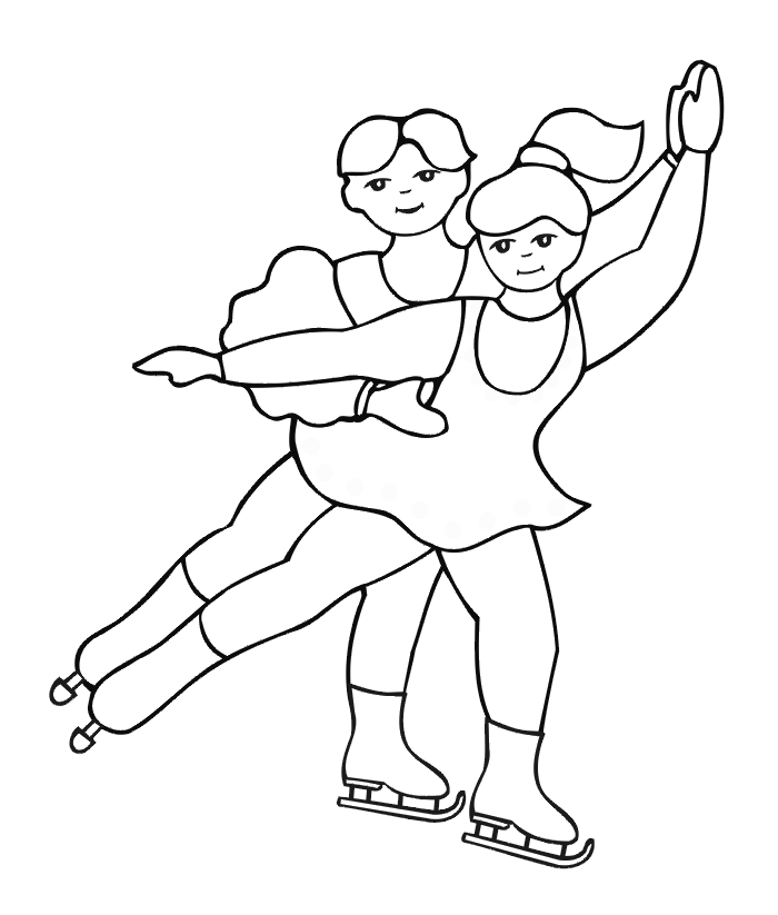 Figure skating coloring page: pairs or dance skaters.