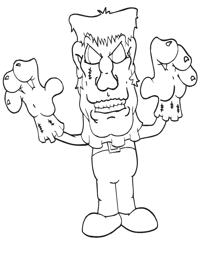 Frankenstein coloring page: Kid in costume