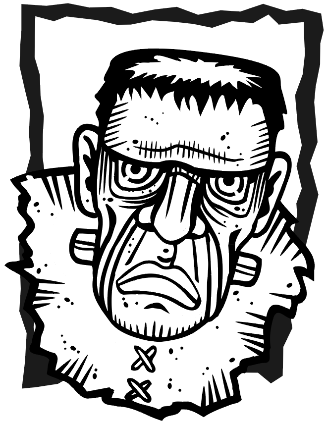 Frankenstein coloring page: Scary face