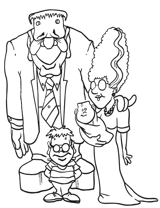 Frankenstein coloring page: Frankie's Family