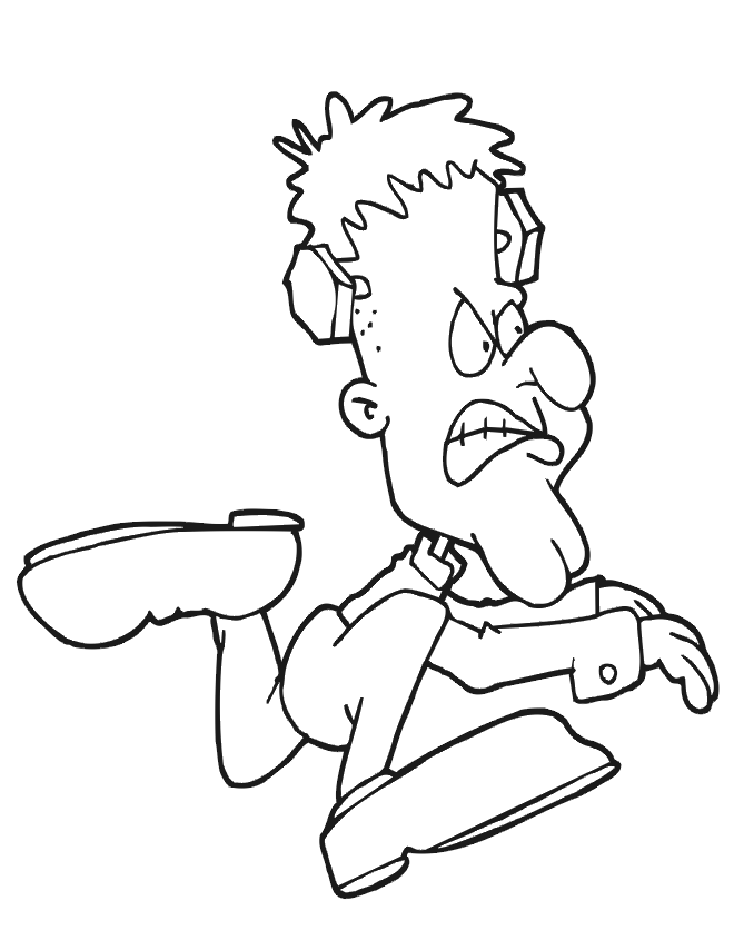 Frankenstein coloring page: Running with arm out