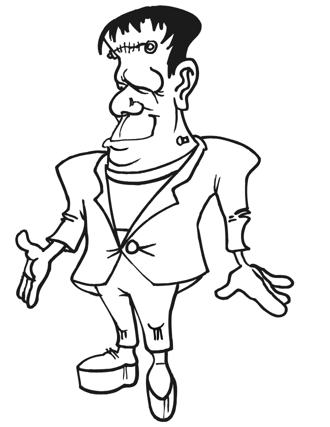 Frankenstein coloring page: Smiling and Posing