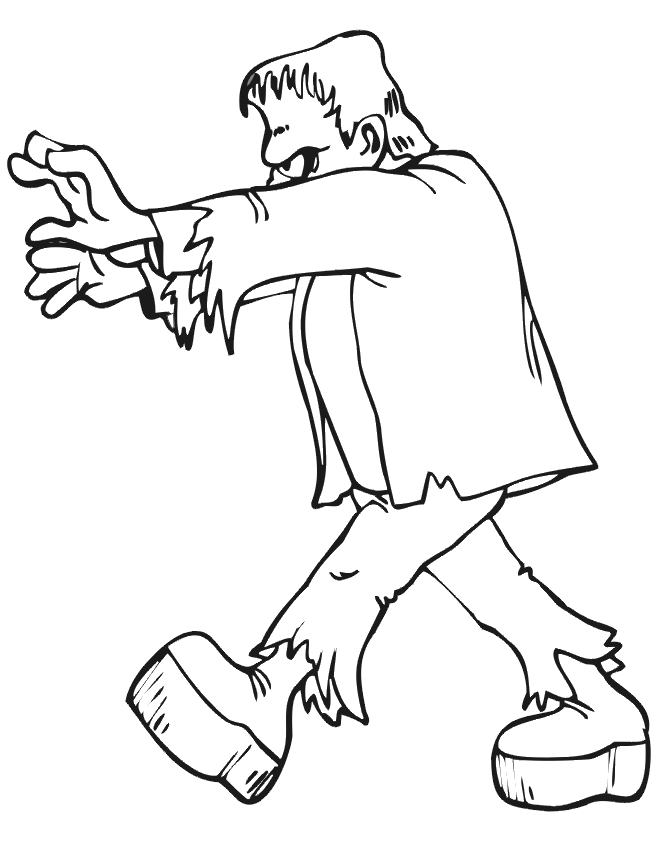 Frankenstein coloring page: Walking