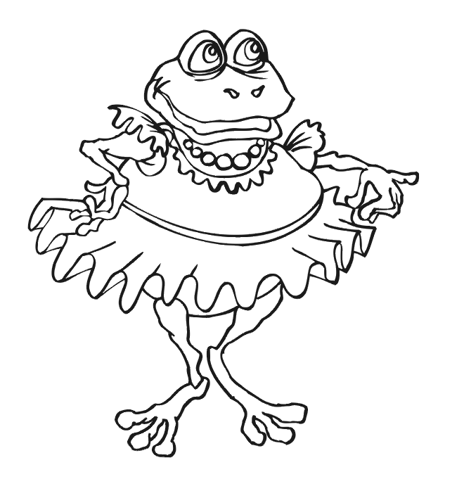 Frog Coloring Picture: ballet dancing frog