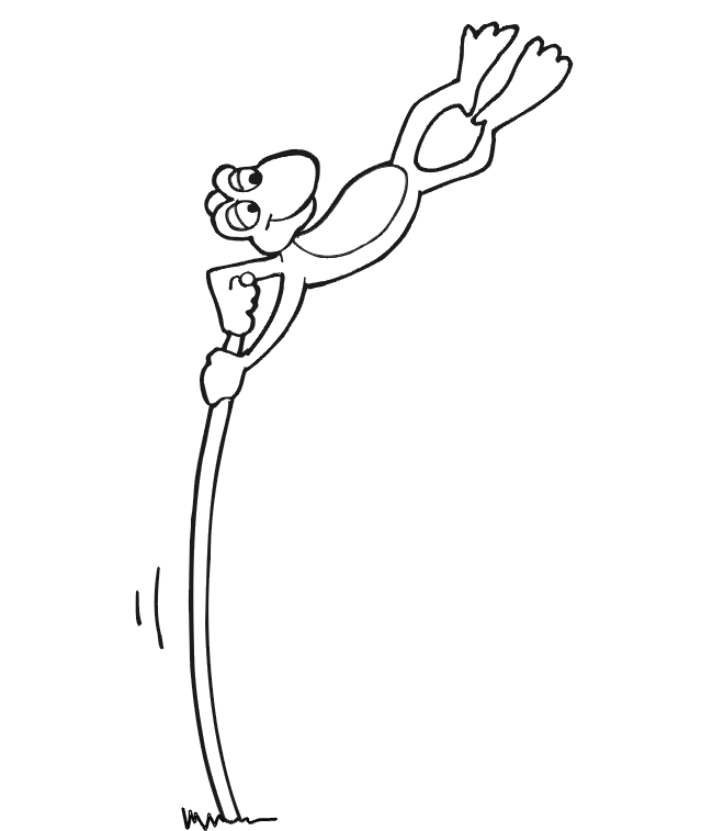 Frog Coloring Picture: Pole vaulting
