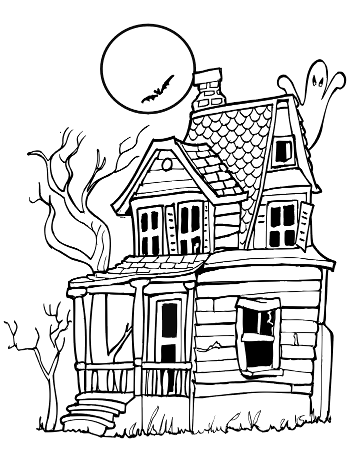 haunted house coloring page: halloween coloring page