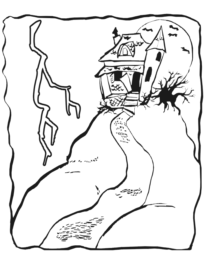 haunted house coloring page: halloween coloring page