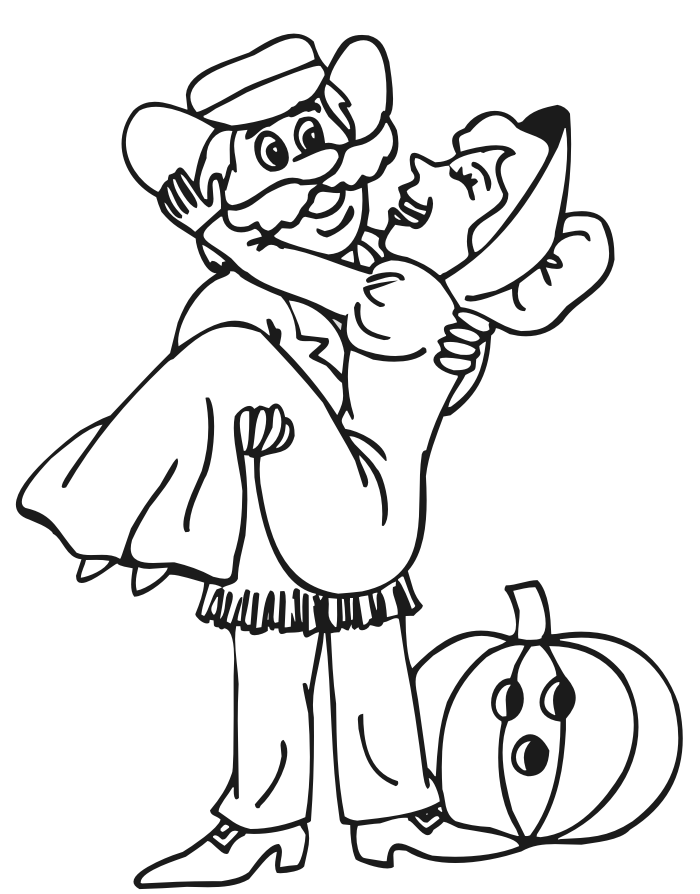 halloween coloring page of a guy in a cowboy costume