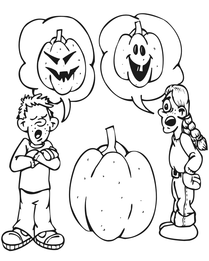 Halloween coloring page of pumpkin before it's carved.