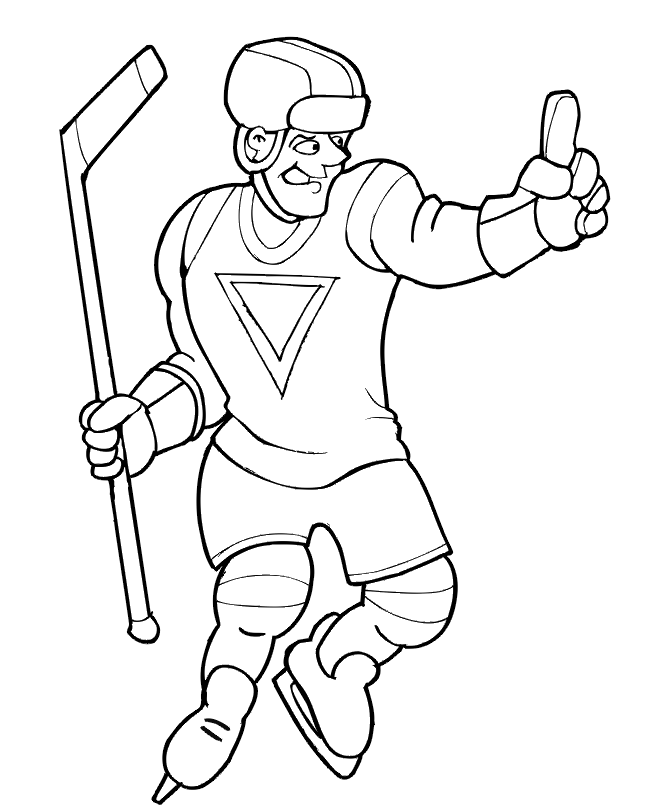Hockey Coloring Page: Player celebrating