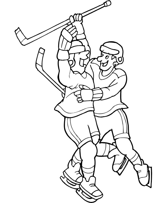 Hockey Coloring Page: Player celebrating