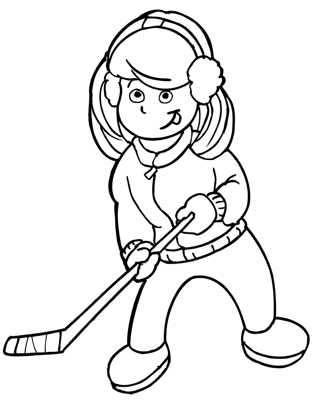 Hockey Coloring Page: Girl Hockey Player