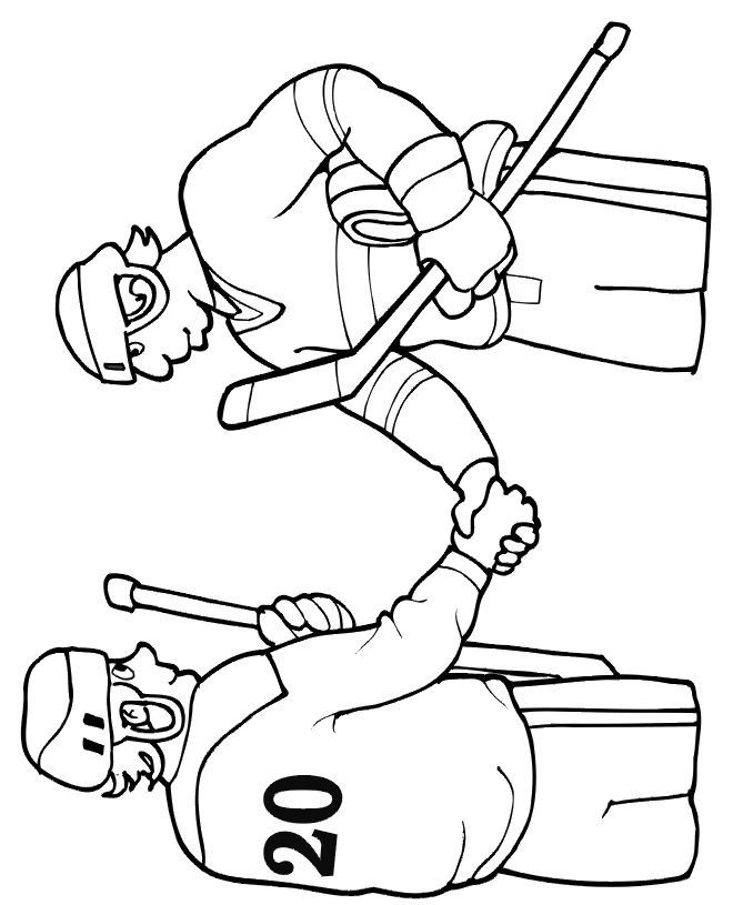 Hockey Coloring Page: 2 Player shaking hands