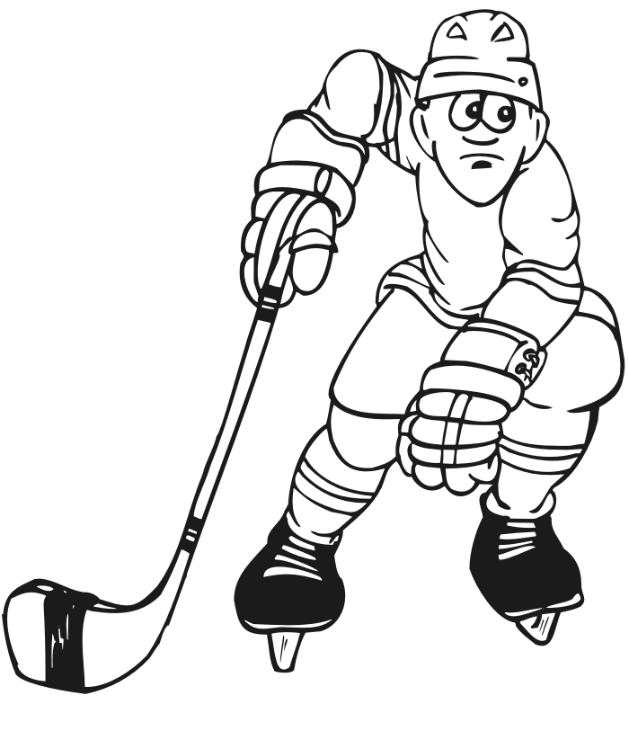 Hockey coloring page of a player on the ice