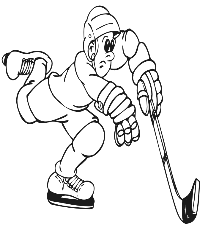 Hockey coloring page of a player skating fast