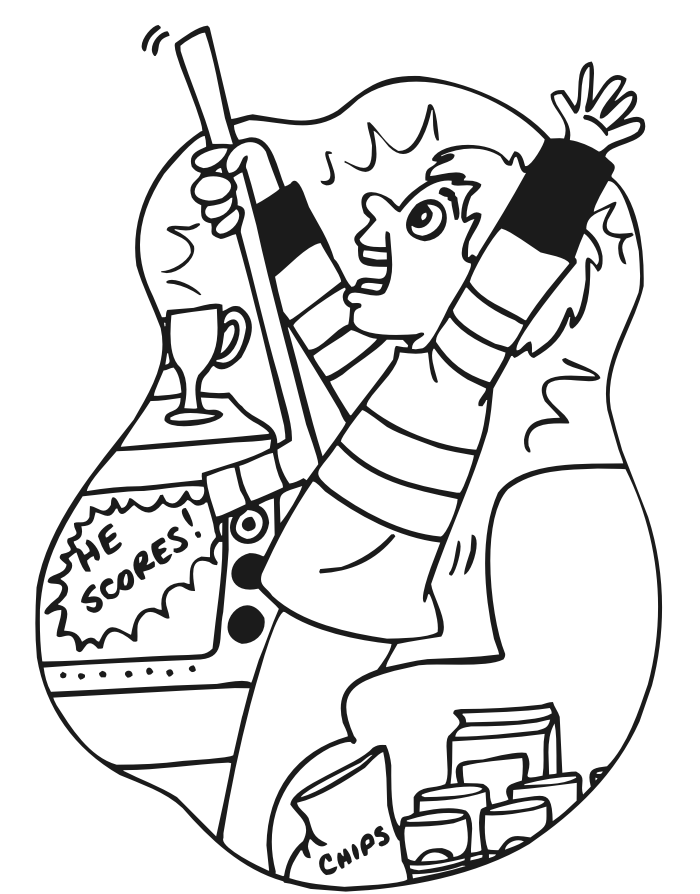 Hockey coloring page of a kids playing hockey