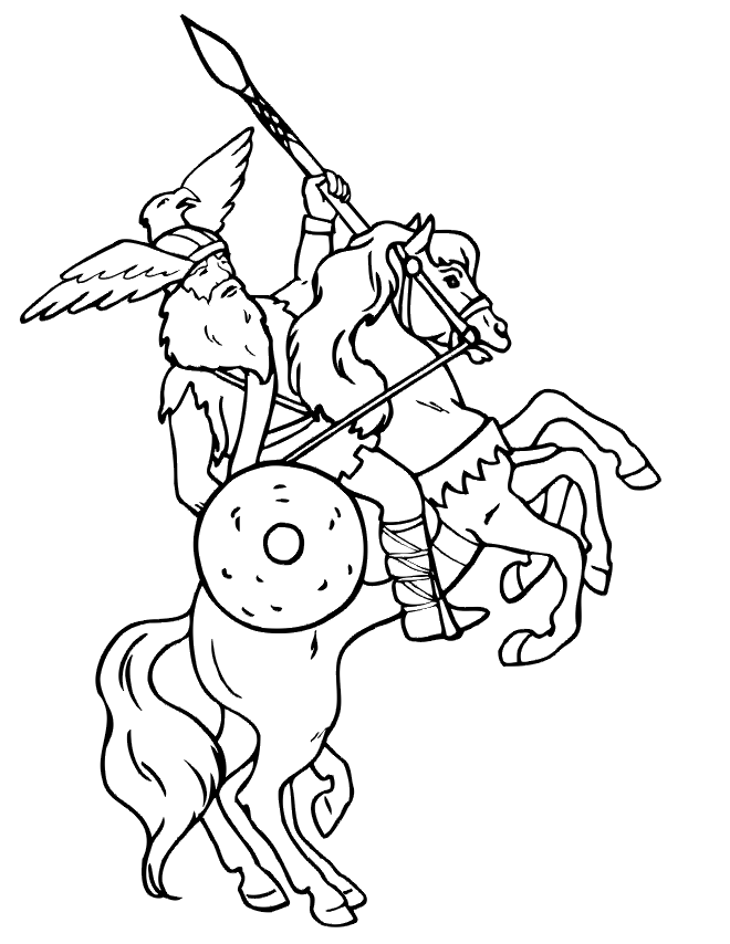 Free Horse Coloring Page: with Viking