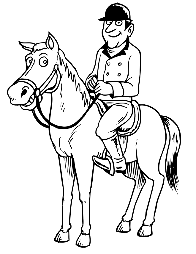 Free Jockey and Horse Coloring Page
