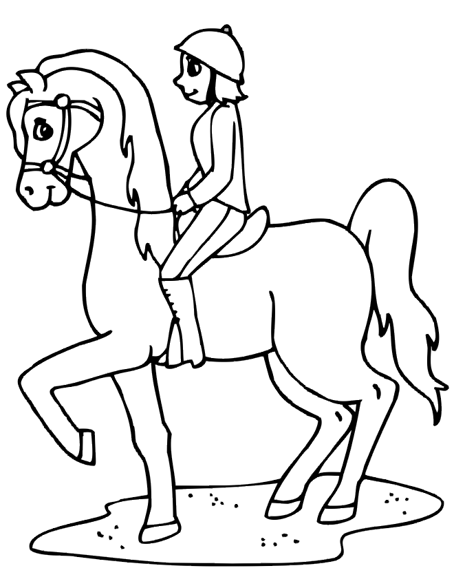 Free Jockey and Horse Coloring Page