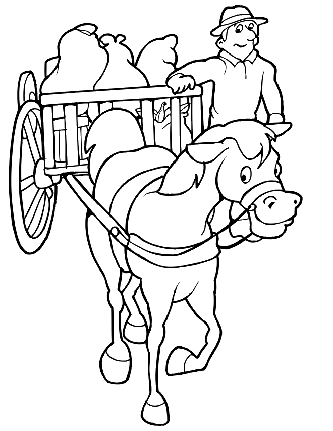 free horse and wagon coloring page