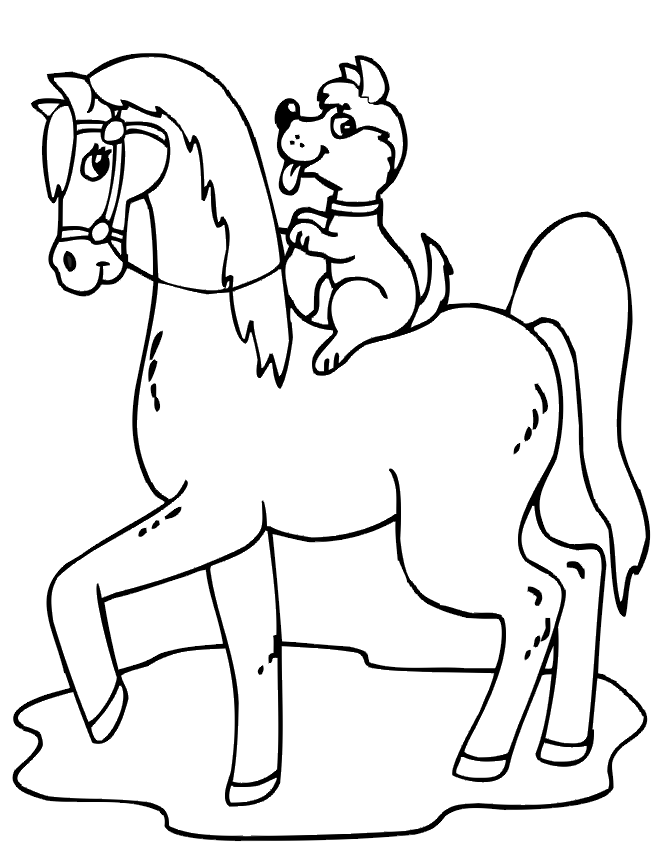 Horse Coloring Page | Dog Riding Horse