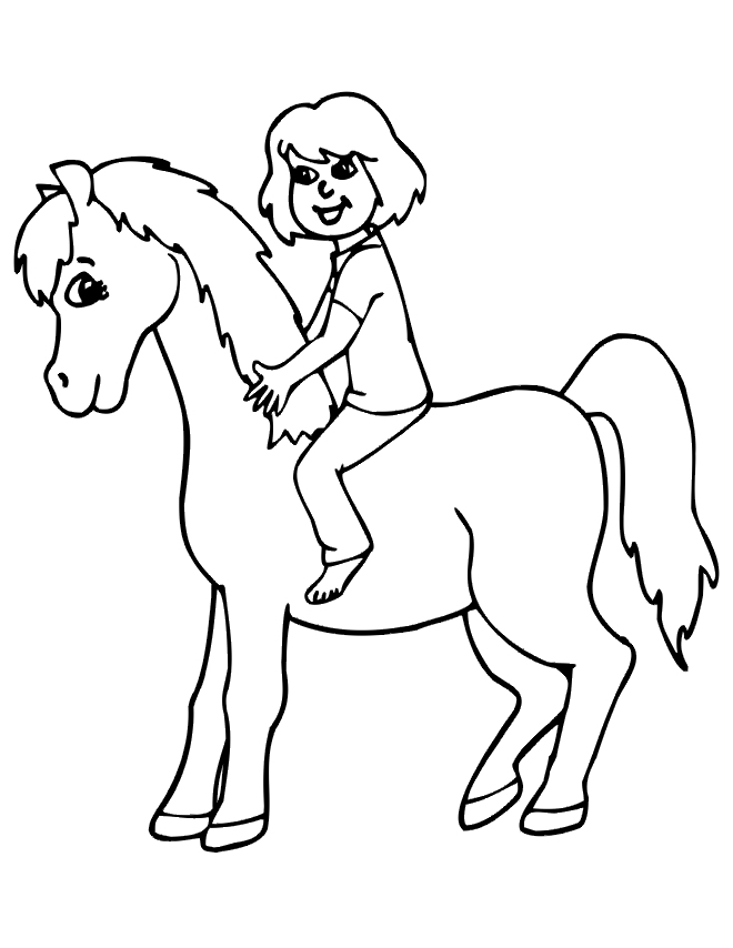 girl riding a horse coloring page