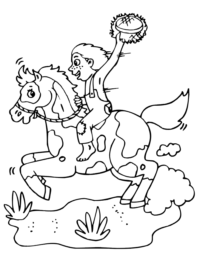 boy with a horse coloring page