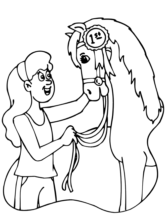 girl with a horse coloring page